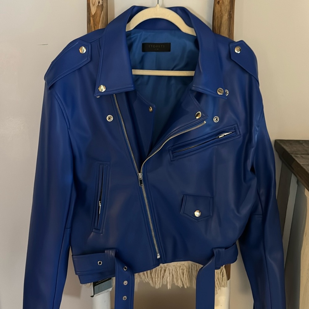 Storets faux blue leather jacket
